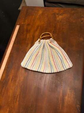 My Beachy Side Rainbow Stripe Crochet Tote with Bamboo Handles